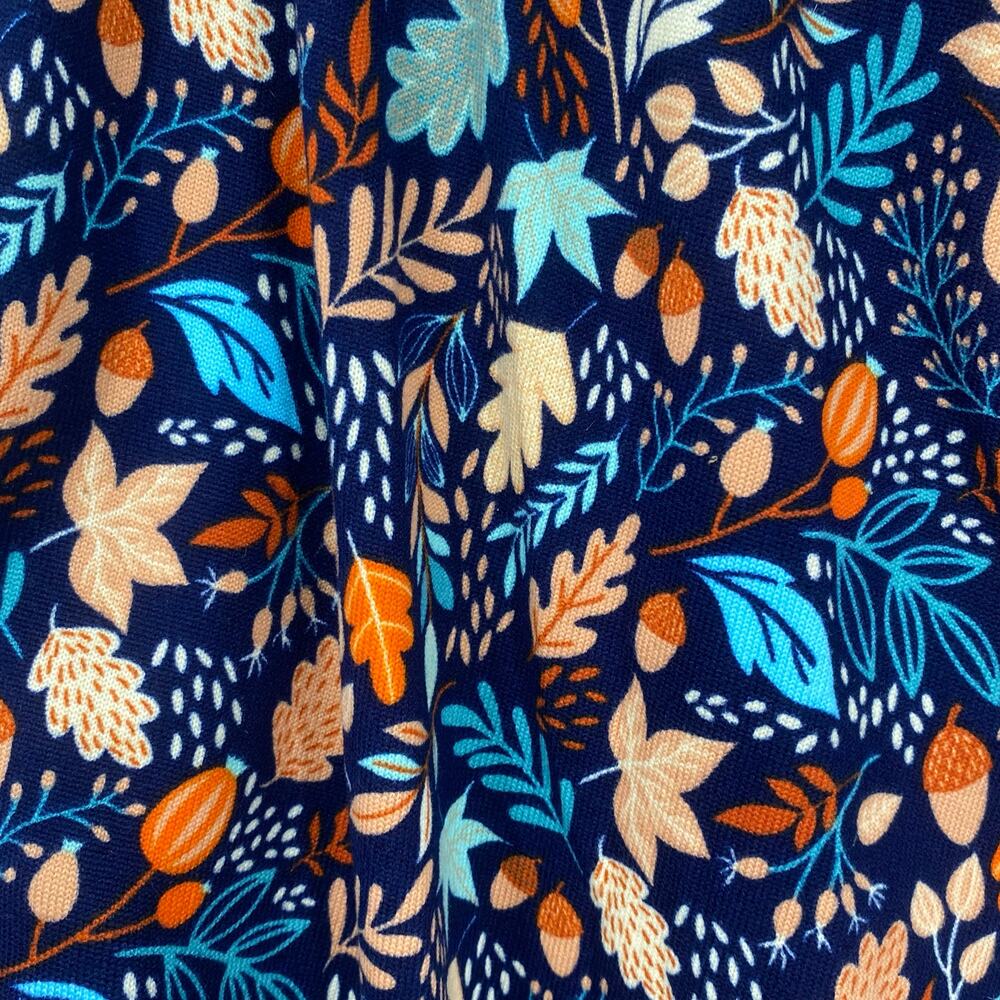 NO BRAND Cozy Knit Loungewear Pants Autumn Leaves Print Size 1X Pockets - Picture 4 of 5